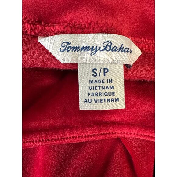 Tommy Bahamas Woman Velour Pull on Pants Small Red Spandex Pockets Boho Resort - Picture 9 of 11